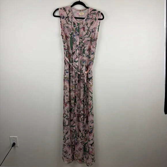 Ted Baker Pink Jungle Floral Maxi Dress Belted Sleeveless Occasion US 6 - Picture 6 of 12